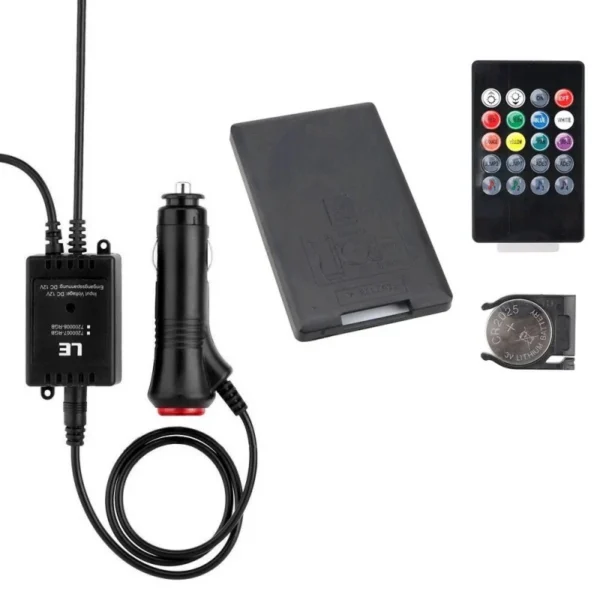 Lumina led rgb interior auto, senzor sunet, 4 benzi autoadezive, 12 v, telecomanda ir - imagine 14