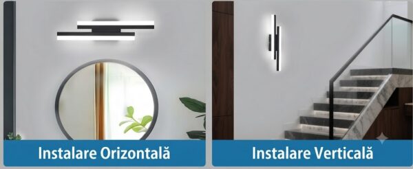 Aplica de perete LED Rovo 1289-48, 48CM, 16W, Lumina alb rece 6500 K, Neagra - imagine 9