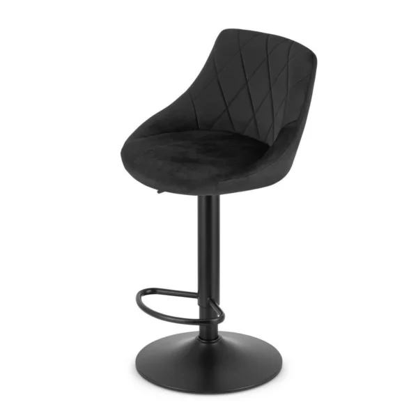 Set 2 scaune de bucatarie/bar, Artool, Kast, rotativ, catifea neagra, picior metal negru, 45.5x49x105 cm - imagine 2