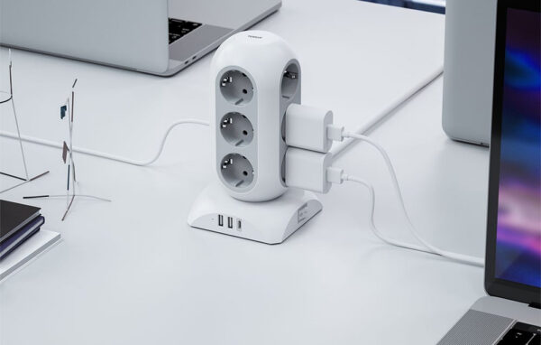 Prelungitor tip Turn Tessan TPS02-DE-C, 12 prize, 2XUSB 3A, 1XUSB-C, cablu 2m - imagine 5