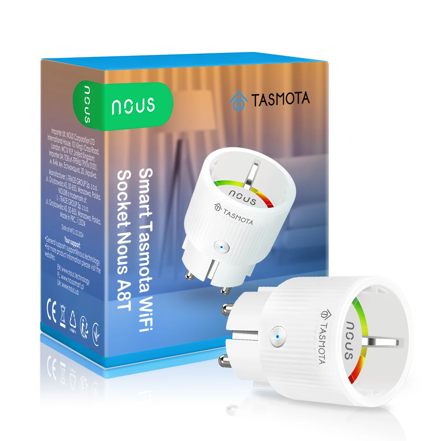 Set 2 prize Inteligente WiFi NOUS A8T, 10A – Tasmota, ESP32