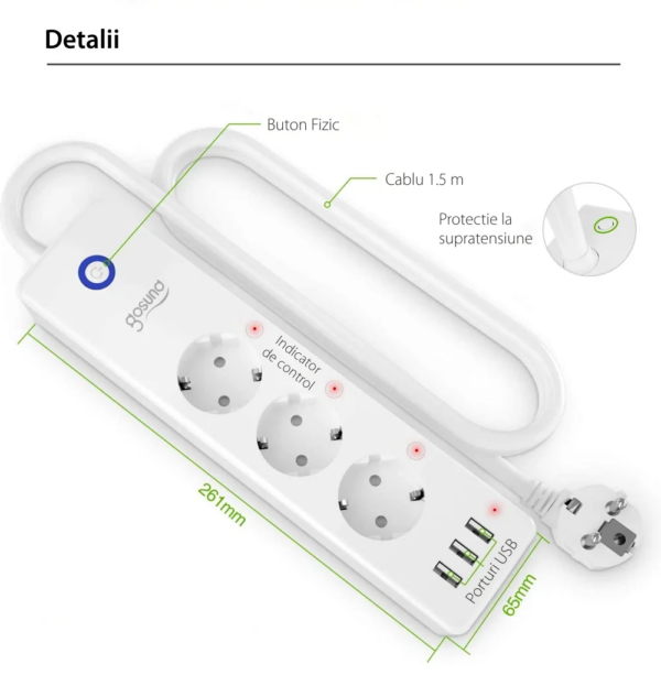 Prelungitor Smart Gosund P1 Plus, Wifi, 15W. 3A - imagine 14