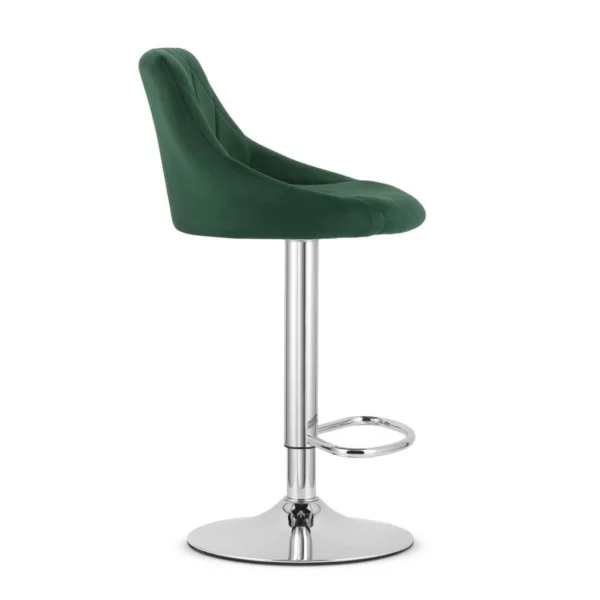 Set 2 scaune de bucatarie/bar, Artool, Kast, rotativ, catifea verde, picior metal argintiu, 45.5x49x85-105 cm - imagine 3