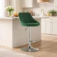 Set 2 scaune de bucatarie/bar, Artool, Kast, rotativ, catifea verde, picior metal argintiu, 45.5x49x85-105 cm - imagine 4