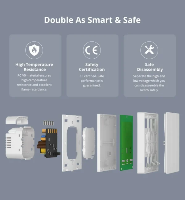 Intrerupator inteligent Sonoff M5-1C-80W, 1 canal, 10A, Matter, Alb - imagine 4