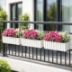 Set 2 Jardiniere decorative cu suport metalic, Boardee Fencycase W, gri, 58x18x16.2 cm - imagine 4
