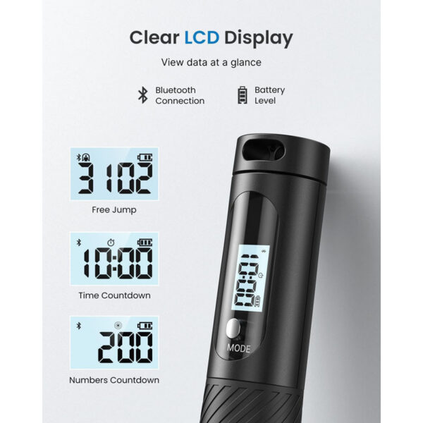 Set coarda pentru sarit Smart Renpho Q008, 3 moduri, Bluetooth, analiza datelor in aplicatie, LCD display - imagine 6