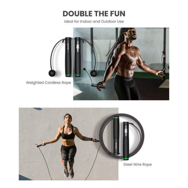 Set coarda pentru sarit Smart Renpho Q008, 3 moduri, Bluetooth, analiza datelor in aplicatie, LCD display - imagine 3