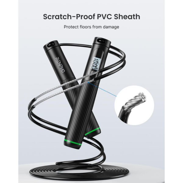 Set coarda pentru sarit Smart Renpho Q008, 3 moduri, Bluetooth, analiza datelor in aplicatie, LCD display - imagine 4