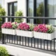 Set 2 Jardiniere decorative cu suport metalic, Boardee Fencycase W, gri, 58x18x16.2 cm - imagine 7