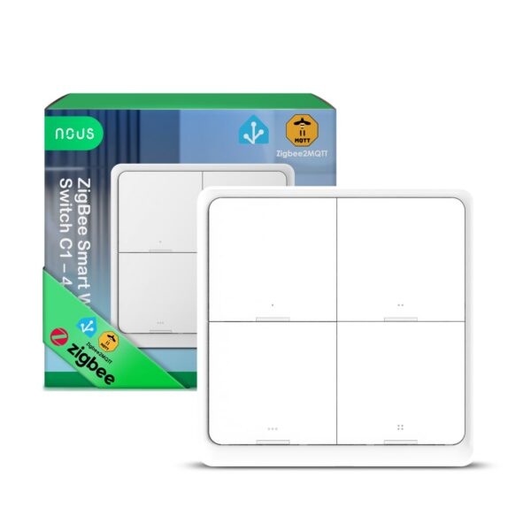 Telecomanda Smart NOUS C1 Zigbee, 4 butoane, control scene smart, wireless, compatibil Alexa Google Assistant - imagine 1