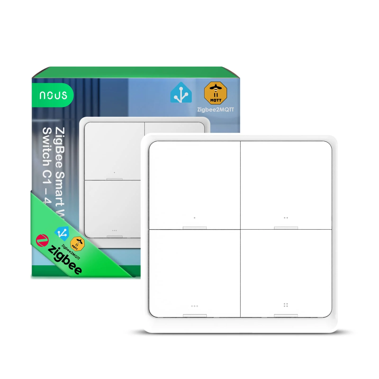 Telecomanda Smart NOUS C1 Zigbee, 4 butoane, control scene smart, wireless, compatibil Alexa Google Assistant