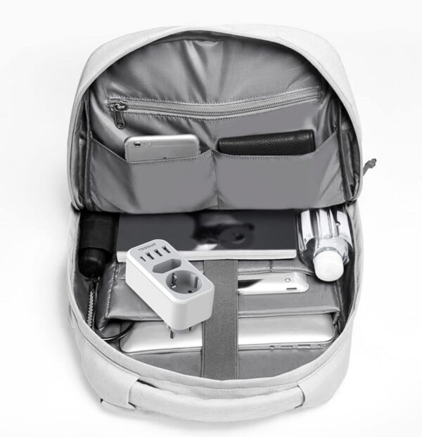 Priza Multipla Tessan TS-328, 2 Prize, 1 port USB-C, 3 Porturi USB, 240 V, Alb , 3600W - imagine 6