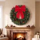 Coronita de Craciun de 60 cm cu Lumini LED, Conuri de Brad si Bobite, Verde - imagine 2