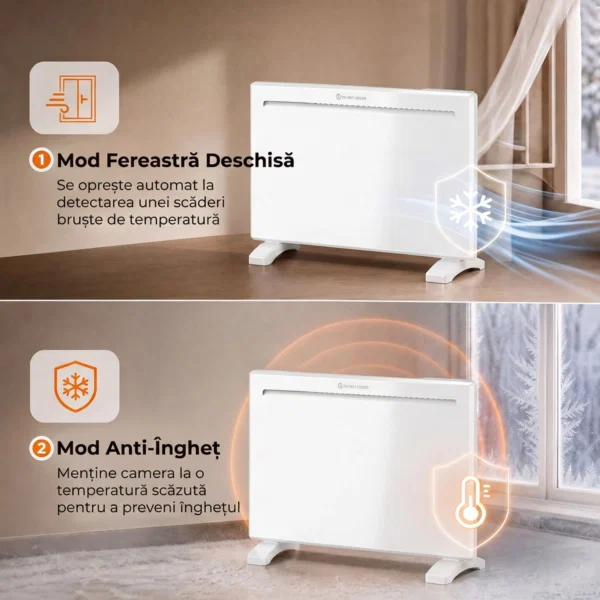 Convector Electric 1500 W, de Perete si Podea, Compatibil Alexa si Google Home, Alb - imagine 7
