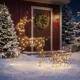 Rena luminoasa de Craciun cu sanie, 175 LED-uri alb cald, 8 moduri de iluminare, timer, IP44, maro - imagine 2