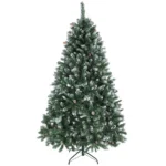 Brad de Craciun inzapezit, inalt de 180 cm, cu 910 ramuri si conuri, baza pliabila din metal, verde