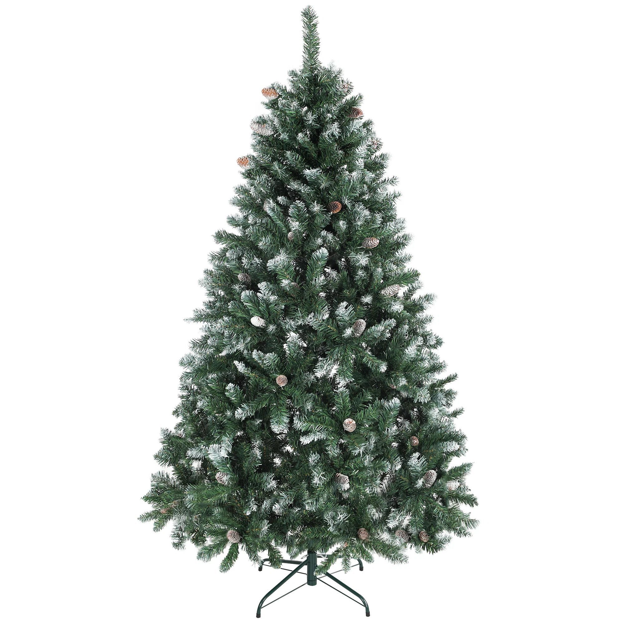 Brad de Crăciun înzăpezit, înalt de 180 cm, cu 910 ramuri și conuri, bază pliabilă din metal, verde Brad de Craciun inzapezit, inalt de 180 cm, cu 910 ramuri si conuri, baza pliabila din metal, verde - imagine 1