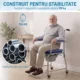 Scaun WC Mobil cu Roti 3 in 1, PU Otel Inoxidabil, Albastru - imagine 7