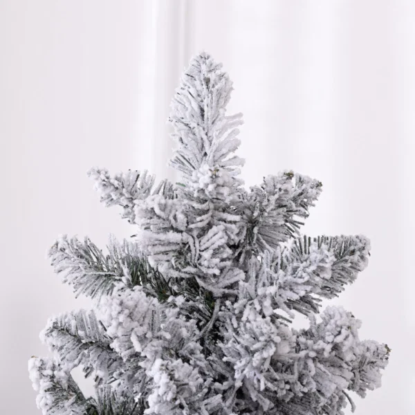 Brad de Craciun cu Zapada Artificiala, 329 Ramuri si Lumini LED Albe, din Plastic si Metal, Ø52x180 cm, Verde - imagine 9