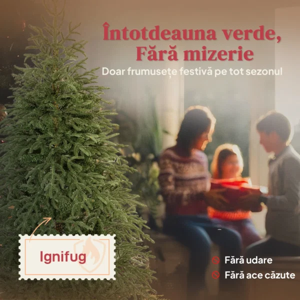 Brad de Craciun artificial de 180 cm, ignifug, cu 1814 crengi realiste si baza pliabila din metal - imagine 4