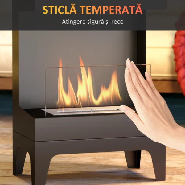 Semineu pe Bioetanol Autoportant cu Arzator de 0,9L si Durata de 3,3 Ore, 38x22x54 cm, Negru - imagine 6