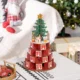 Calendar Advent de Craciun din lemn, cu lumini LED, pentru copii si adulti, rosu si verde - imagine 2