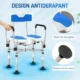 Scaun de Dus cu Sezut Canelat, Inaltime Reglabila si Picioare Antiderapante, Albastru - imagine 7