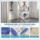 Scaun WC Mobil cu Roti 3 in 1, PU Otel Inoxidabil, Albastru - imagine 6