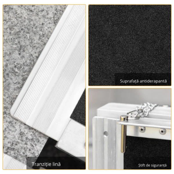 Rampa pliabila pentru scaune cu rotile din aluminiu cu margini inalte antiderapante - imagine 6