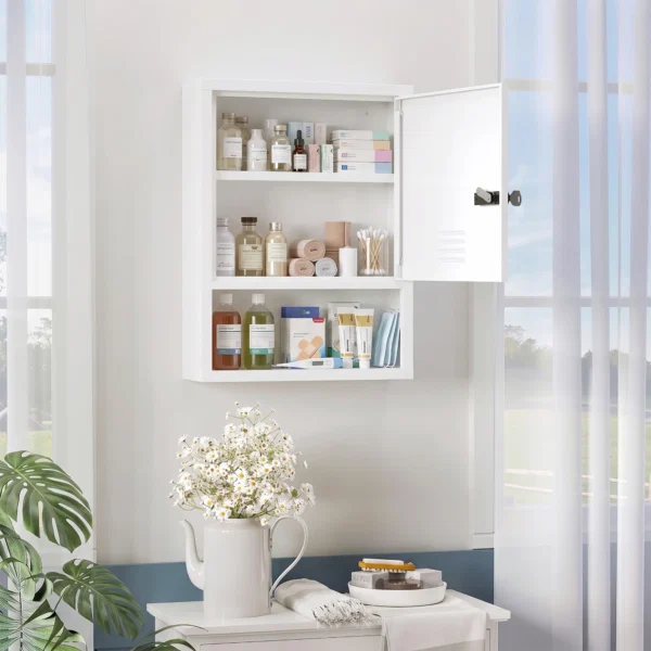 Dulap pentru Medicamente cu Incuietoare cu Combinatie, 40x15x60 cm, Alb - imagine 2