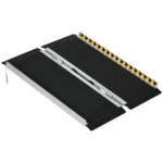 Rampa Pliabila pentru Scaune cu Rotile din Aluminiu, 91x73 cm, Suprafata Antiderapanta, Sustine pana la 272 kg, Argintiu