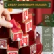 Calendar Advent de Craciun din lemn, cu lumini LED, pentru copii si adulti, rosu si verde - imagine 6