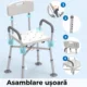 Scaun de dus reglabil pe inaltime, cu brate si perna detasabila, 53.5x52x80-90 cm, alb - imagine 7