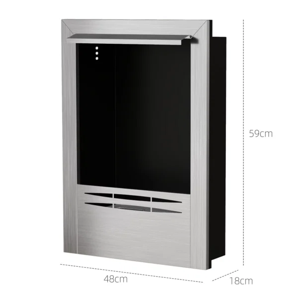 Semineu pe Bioetanol Incorporat din Otel, Capacitate 0,9L si Durata 3,3 Ore, 48x18x59 cm, Argintiu - imagine 3