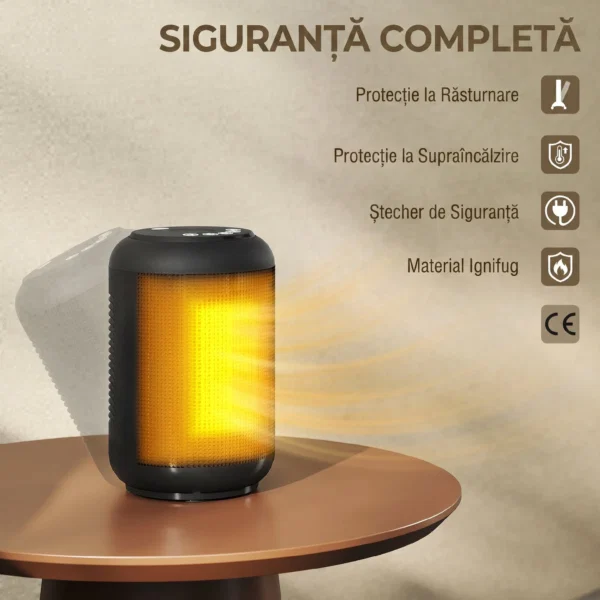 Incalzitor electric reglabil cu 3 moduri si timer 24h, din PP si PA ignifug, 14x14x21,5 cm, negru - imagine 8