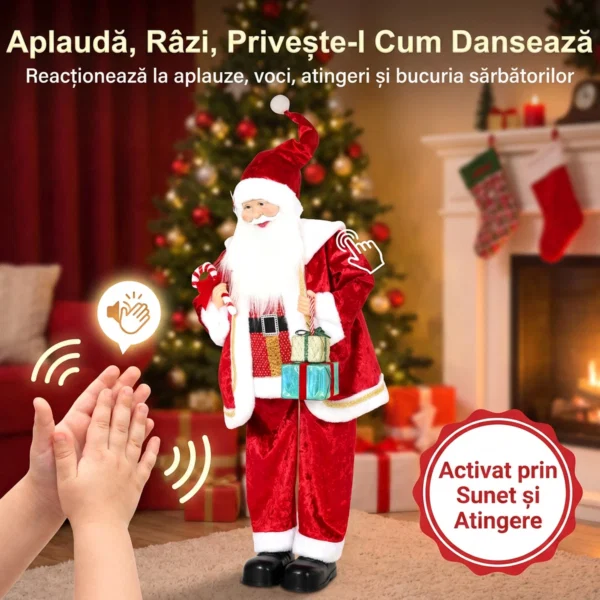 Mos Craciun Animat cu Muzica si Dans 120 cm, Brate Reglabile, Decor Craciun Rosu - imagine 5