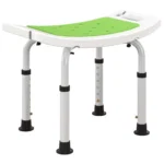 Scaun pentru dus din aluminiu si plastic antiderapant, inaltime reglabila pe 6 nivele, 39-52cm, verde