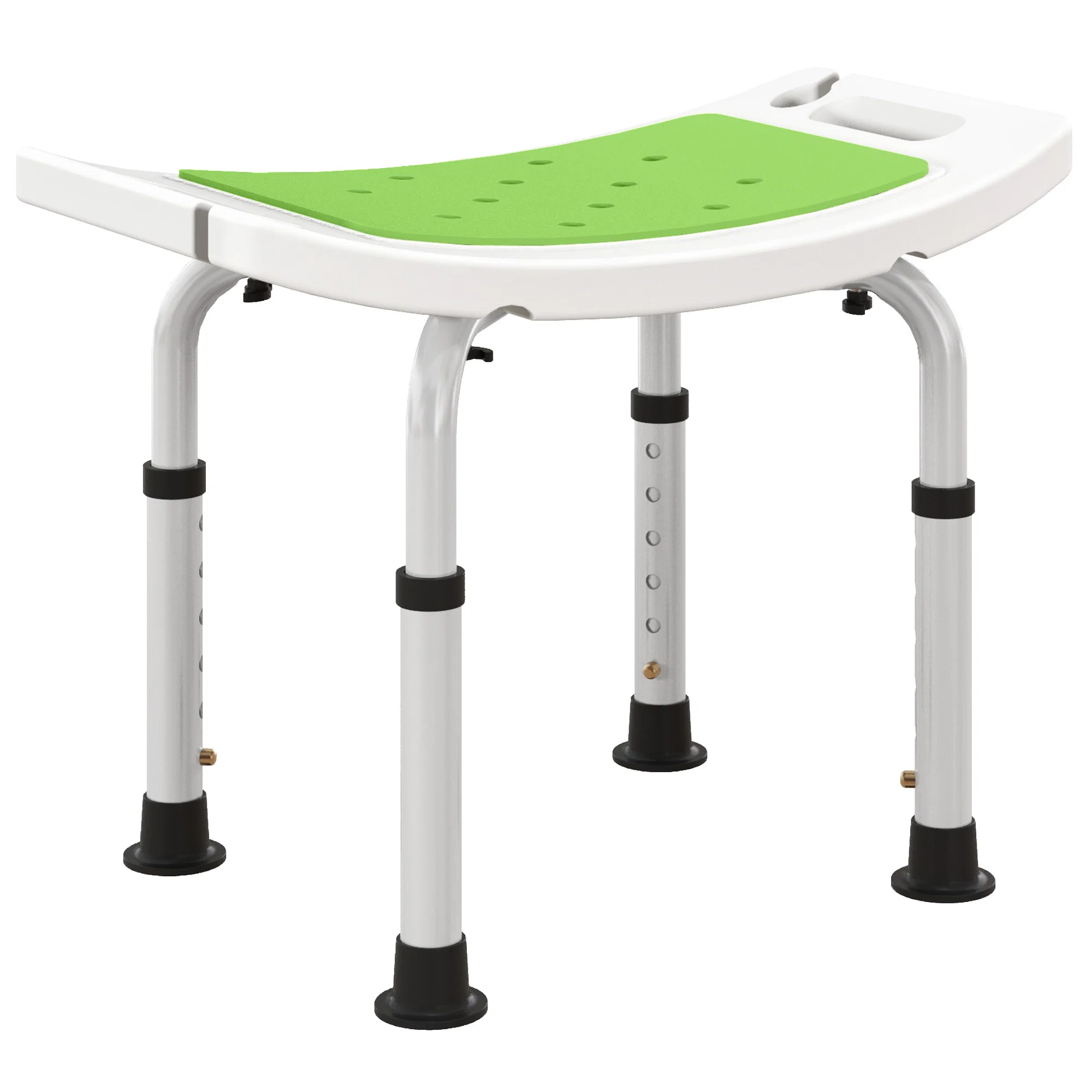 Scaun pentru duș din aluminiu și plastic antiderapant, înălțime reglabilă pe 6 nivele, 39-52cm, verde Scaun pentru dus din aluminiu si plastic antiderapant, inaltime reglabila pe 6 nivele, 39-52cm, verde - imagine 1