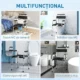 Scaun WC Pliabil si Reglabil cu Brate si Spatar, din Otel si Piele PU, 52.5x46x81.5-97 cm, Negru - imagine 4