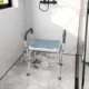 Taburet pentru Dus Reglabil cu Brate si Orificii de Drenaj, din Aluminiu, HDPE si EVA, 52x45x57-69 cm - imagine 2
