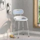 Scaun de Dus cu Spatar si Sezut Perforat, 8 Niveluri Reglabil, Antiderapant, 49,5 x 54 x 92 cm, Albastru - imagine 9