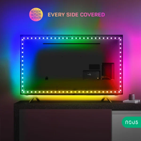 Banda LED TV RGBIC Nous F9, Smart, Wifi, alimentare USB, 2 m, LED 5050