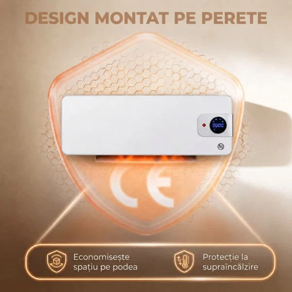 Termoventilator ceramic de perete 2000 W cu control prin aplicatie, 3 moduri, termostat, timer, telecomanda, alb - imagine 7