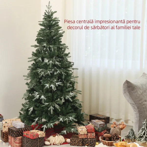 Brad de Craciun inzapezit cu 850 de ramuri si design pe sectiuni, din plastic si otel, Ø110x180 cm, verde - imagine 4