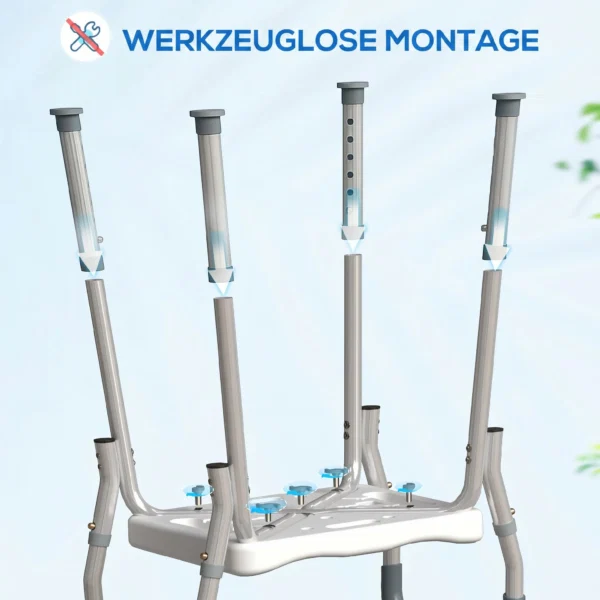 Taburet pentru Dus Reglabil cu Brate si Orificii de Drenaj, din Aluminiu, HDPE si EVA, 52x45x57-69 cm - imagine 7