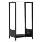 Raft pentru Busteni  pentru Exterior si Interior din Otel, Suport pentru Lemne  Modern cu Baza Inaltata, 39x35x76cm, Negru