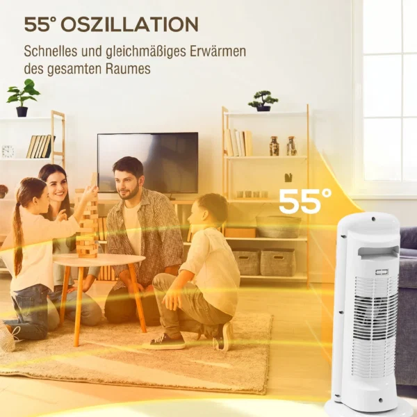 Incalzitor electric ceramic 2000W, 4 moduri si incalzire reglabila, oscilatie la 55°, alb - imagine 6