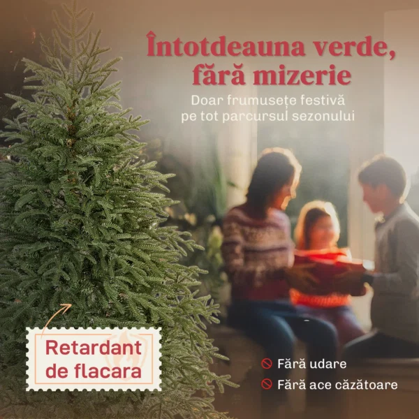 Brad de Craciun artificial de 150 cm, ignifug, cu 1375 de ramuri realiste si baza pliabila din metal - imagine 4