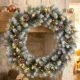Coronita de Craciun 60 cm cu lumini LED, 8 moduri, 140 ramuri, conuri de pin, verde - imagine 8